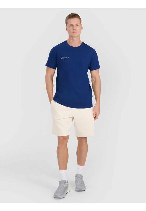 4f - 4F T-shirt regular z nadrukiem męski - granatowy S. Okazja: na co dzień. Kolor: niebieski. Materiał: jersey, materiał, bawełna. Długość rękawa: krótki rękaw. Długość: krótkie. Wzór: nadruk. Styl: sportowy, klasyczny, casual