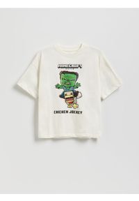 Reserved - Bawełniany t-shirt Minecraft - złamana biel. Materiał: bawełna #1
