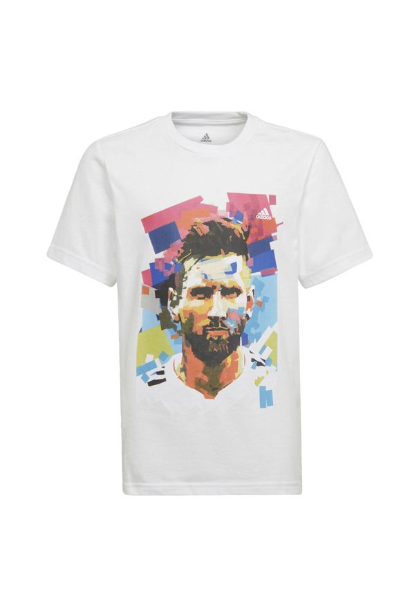 Koszulka sportowa dla dzieci Adidas Messi Tee. Kolor: biały. Materiał: bawełna