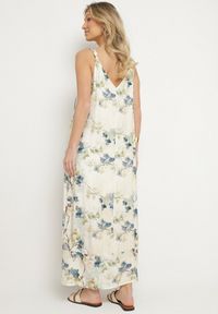 Born2be - Beżowo-Niebieska Kwiecista Sukienka na Ramiączkach z Wiskozą o Rozkloszowanym Kroju Jenarienna. Okazja: na co dzień. Typ kołnierza: dekolt w kształcie V. Kolor: niebieski. Materiał: wiskoza. Długość rękawa: na ramiączkach. Wzór: kwiaty. Typ sukienki: rozkloszowane. Styl: casual, elegancki #6
