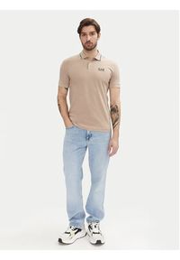 EA7 Emporio Armani Polo 8NPF16 PJVUZ U6155 Beżowy Slim Fit. Typ kołnierza: polo. Kolor: beżowy. Materiał: bawełna