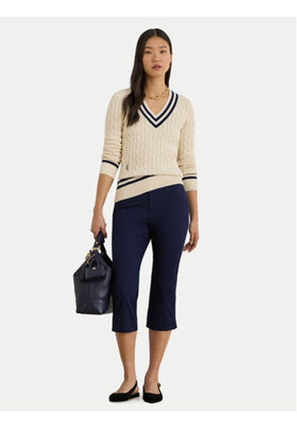 Lauren Ralph Lauren - LAUREN RALPH LAUREN Sweter 200B22020001 Beżowy jasny Relaxed Fit. Kolor: beżowy. Materiał: bawełna