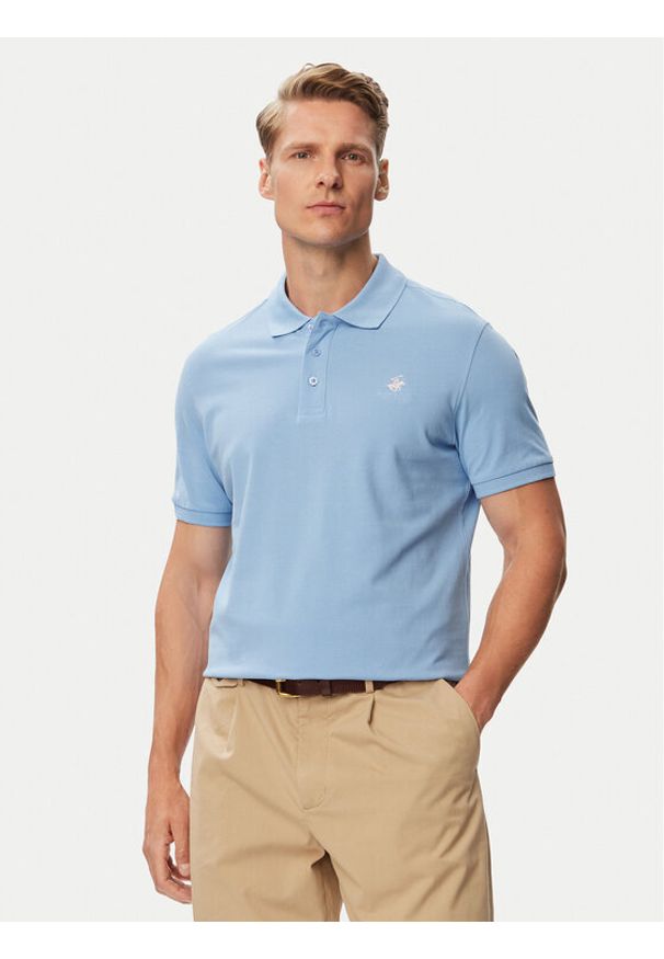 Beverly Hills Polo Club Polo P-SS26M-P42560_Tcx LogoWSKY Niebieski jasny Regular Fit. Typ kołnierza: polo. Kolor: niebieski. Materiał: bawełna