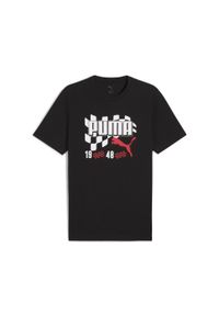 Puma - Męska koszulka Graphics Moto Flag PUMA Black. Kolor: czarny. Materiał: guma. Wzór: nadruk