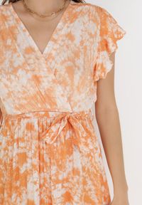 Born2be - Pomarańczowa Sukienka Nesyse. Kolor: pomarańczowy. Materiał: materiał, tkanina, guma. Długość rękawa: krótki rękaw. Typ sukienki: kopertowe. Długość: maxi #4