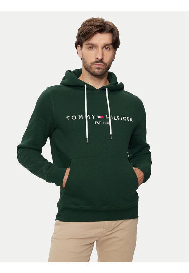 TOMMY HILFIGER - Tommy Hilfiger Bluza Logo MW0MW11599 Zielony Regular Fit. Kolor: zielony. Materiał: bawełna