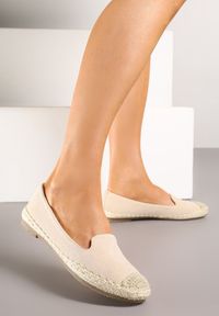 Renee - Beżowe Espadryle z Motywem Plecionki Ralomea. Okazja: na co dzień, na imprezę. Kolor: beżowy. Sezon: lato. Styl: elegancki, casual