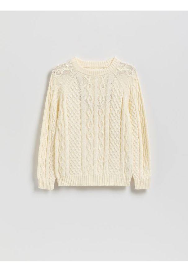 Reserved - Bawełniany sweter - złamana biel. Materiał: bawełna