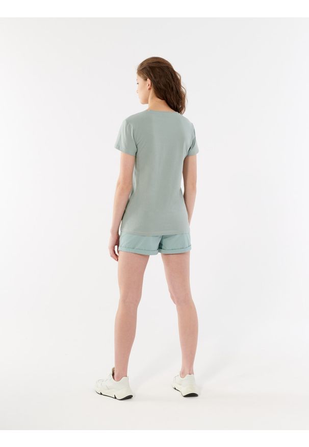 outhorn - T-shirt z dekoltem w serek damski. Okazja: na co dzień. Typ kołnierza: dekolt w serek. Materiał: bawełna, elastan, materiał, jersey. Wzór: gładki. Styl: casual