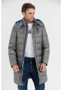 Blauer USA - BLAUER Stalowa długa puchowa kurtka męska Gus z odpinanym kapturem, Rozmiar XL. Kolor: srebrny. Materiał: puch. Długość: długie #4