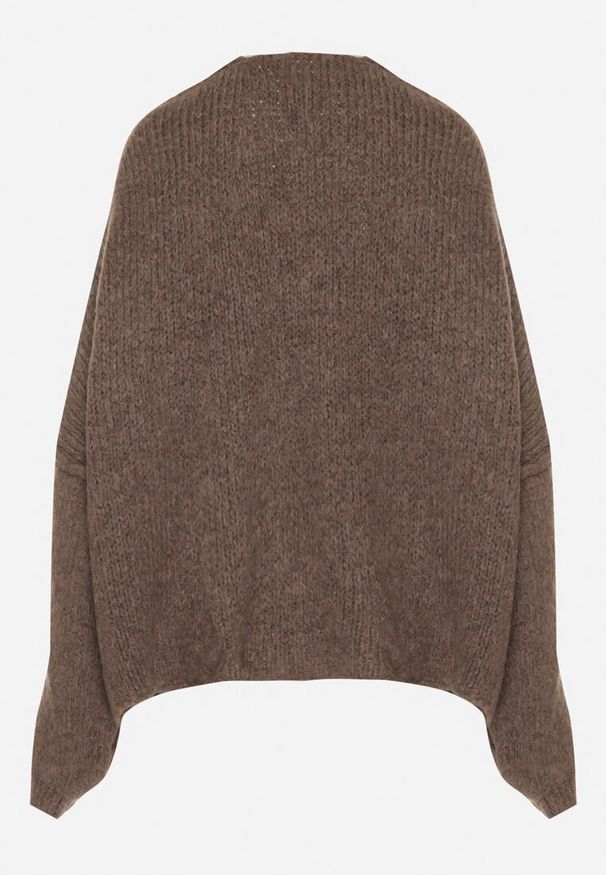 Born2be - Jasnobrązowy Nietoperzowy Kardigan Bez Zapięć z Domieszką Wełny i Wiskozy Rallisa. Okazja: na co dzień. Kolor: brązowy. Materiał: wiskoza, wełna. Wzór: gładki. Styl: casual