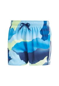 Adidas - Szorty City Escape Camo 3-Stripes Cix Swim. Kolor: biały, niebieski, wielokolorowy. Materiał: materiał
