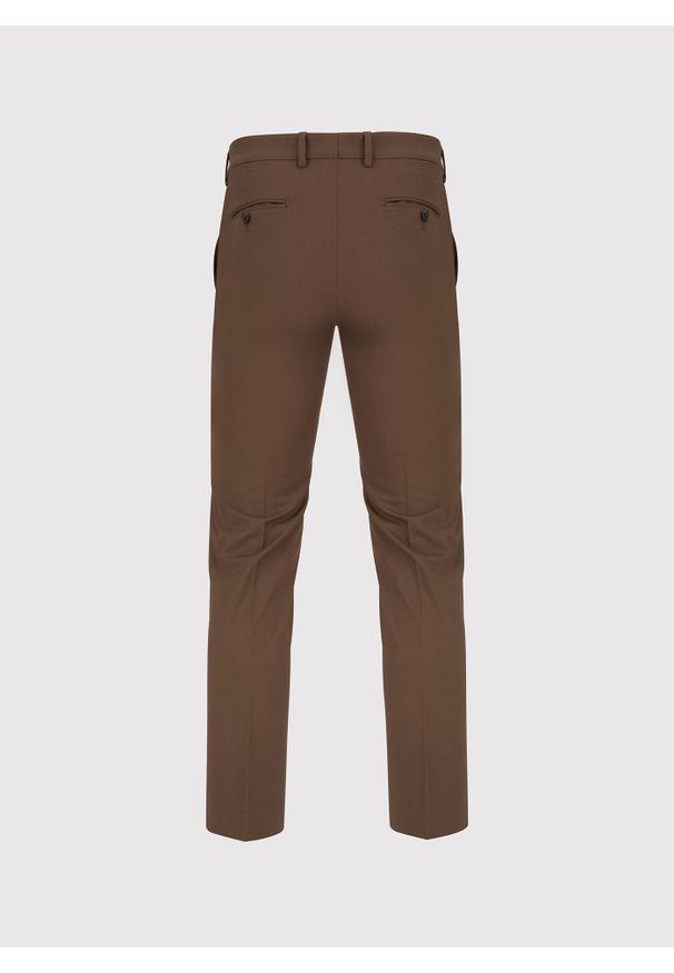 Pako Lorente - PAKO LORENTE - Gładkie brązowe spodnie ganiturowe. Okazja: na spotkanie biznesowe. Kolor: brązowy. Materiał: poliester, wiskoza, elastan. Wzór: gładki. Styl: biznesowy, młodzieżowy