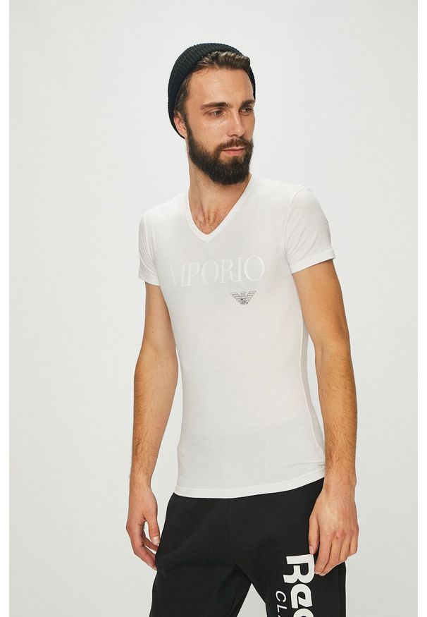 Emporio Armani Underwear - Emporio Armani - T-shirt 110810. Okazja: na co dzień. Kolor: biały. Materiał: dzianina. Wzór: nadruk. Styl: casual