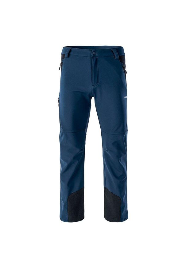 Hi-tec - Spodnie Na Piesze Wędrówki Męskie Softshell Astoni. Kolor: niebieski, wielokolorowy, czarny. Materiał: softshell. Sport: turystyka piesza