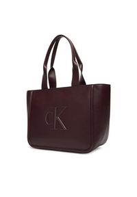 Calvin Klein Torebka Bold Ck Medium Tote LV04F3218G Bordowy. Kolor: czerwony. Materiał: skórzane #5