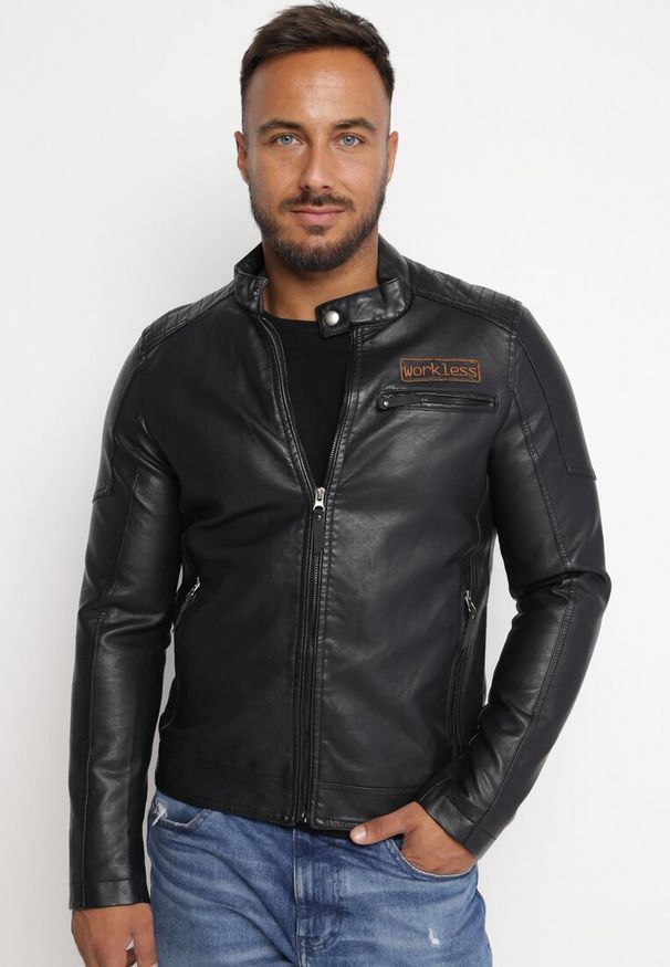 Born2be - Czarna Kurtka Ramoneska z Imitacji Skóry Dulice. Kolor: czarny. Materiał: skóra