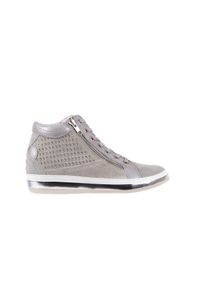 Sneakersy Bayla-131 1217 Perla, Szary, Skóra naturalna - 42. Zapięcie: pasek. Kolor: szary. Materiał: skóra. Wzór: aplikacja. Obcas: na koturnie #1