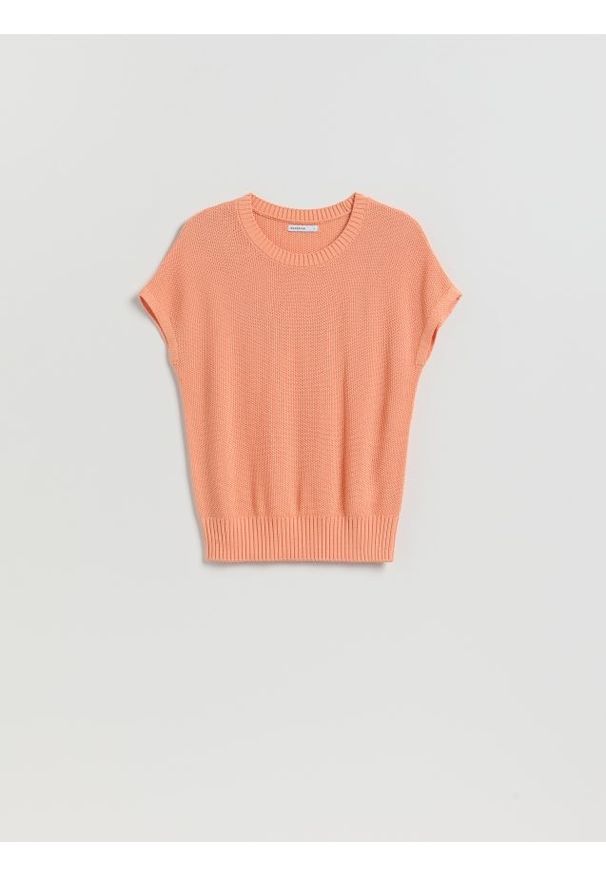 Reserved - Bluzka z wiskozą - brzoskwiniowy. Kolor: pomarańczowy. Materiał: wiskoza