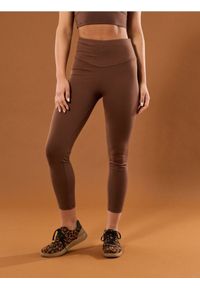 Sinsay - Legginsy sportowe Gym Hard - brązowy. Kolor: brązowy. Styl: sportowy