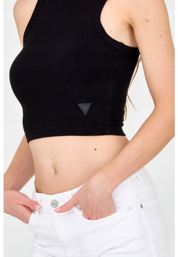 Guess - GUESS Damski czarny top, Rozmiar XL. Kolor: czarny. Materiał: wiskoza