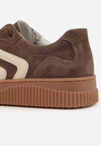 Renee - Ciemnobrązowe Sneakersy Retro Tenisówki z Naturalnego Zamszu ze Skórzaną Wkładką Beralene. Kolor: brązowy. Materiał: zamsz, skóra #3