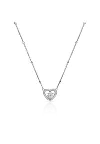 W.KRUK - Naszyjnik srebrny z cyrkoniami serce. Materiał: srebrne. Kolor: srebrny. Kamień szlachetny: cyrkonia #1