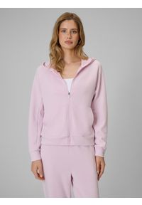 4f - 4F Bluza dresowa regular z kapturem damska - różowa XS. Okazja: na co dzień. Typ kołnierza: kaptur. Kolor: różowy. Materiał: dresówka. Styl: casual #1