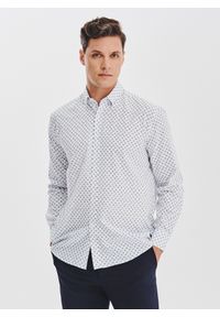 Pako Lorente - PAKO LORENTE - Biała bawełniana koszula mikrowzór. Kolor: biały. Materiał: bawełna. Długość rękawa: długi rękaw. Długość: długie #1
