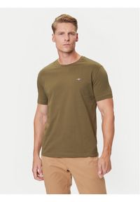 GANT - Gant T-Shirt Shield 2003184 Zielony Regular Fit. Kolor: zielony. Materiał: bawełna