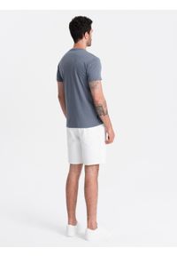 Ombre Clothing - T-shirt męski klasyczny bawełniany BASIC - niebieski denim V7 OM-TSBS-0146 - XXL. Okazja: na co dzień. Kolor: niebieski. Materiał: bawełna, denim. Wzór: jednolity. Styl: klasyczny #2