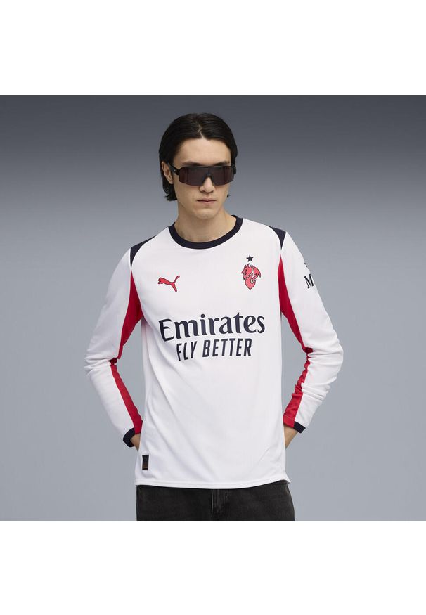 Puma - Męska koszulka wyjazdowa z długim rękawem AC Milan 25/26 PUMA. Kolor: czerwony, biały, wielokolorowy. Długość rękawa: długi rękaw. Długość: długie. Sport: piłka nożna