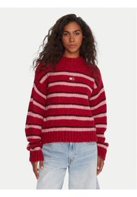 Tommy Jeans Sweter Badge DW0DW21679 Czerwony Relaxed Fit. Kolor: czerwony. Materiał: syntetyk