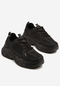 Born2be - Czarne Sneakersy Vices na Grubej Podeszwie z Tłoczeniami Nativine. Okazja: na co dzień. Kolor: czarny. Materiał: jeans #4