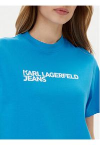 Karl Lagerfeld - KARL LAGERFELD T-Shirt A1W17005 Niebieski Relaxed Fit. Typ kołnierza: dekolt w karo. Kolor: niebieski. Materiał: bawełna