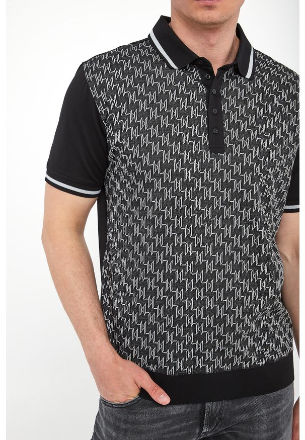 Karl Lagerfeld - Polo męskie z nadrukiem logo KARL LAGERFELD. Typ kołnierza: polo. Wzór: nadruk