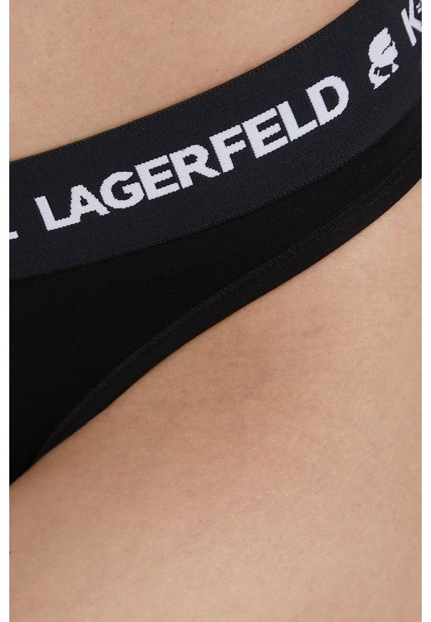 Karl Lagerfeld stringi (2-pack) kolor czarny. Kolor: czarny. Materiał: materiał