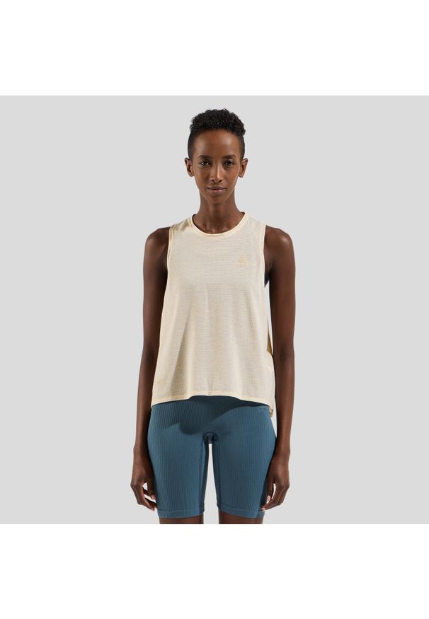 Koszulka tech. damska bez rękawów Odlo Tank crew neck ACTIVE 365 LINENCOOL. Kolor: żółty. Długość rękawa: bez rękawów. Sport: turystyka piesza