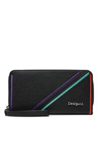 Desigual Duży Portfel Damski 24WAYP07 Czarny. Kolor: czarny. Materiał: skóra