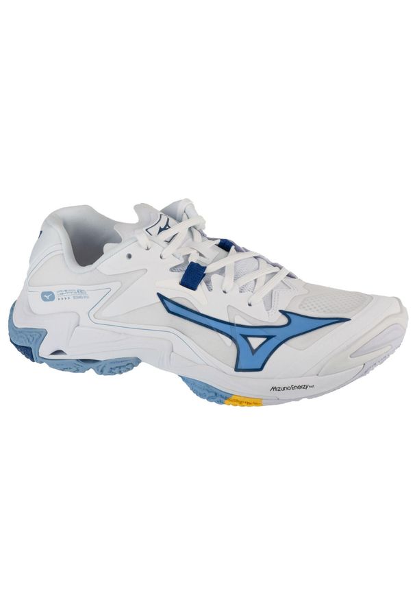 Mizuno - Buty do siatkówki unisex, Wave Lightning Z8. Kolor: biały, niebieski, wielokolorowy. Materiał: tkanina, materiał, syntetyk, guma. Model: Mizuno Wave. Sport: siatkówka