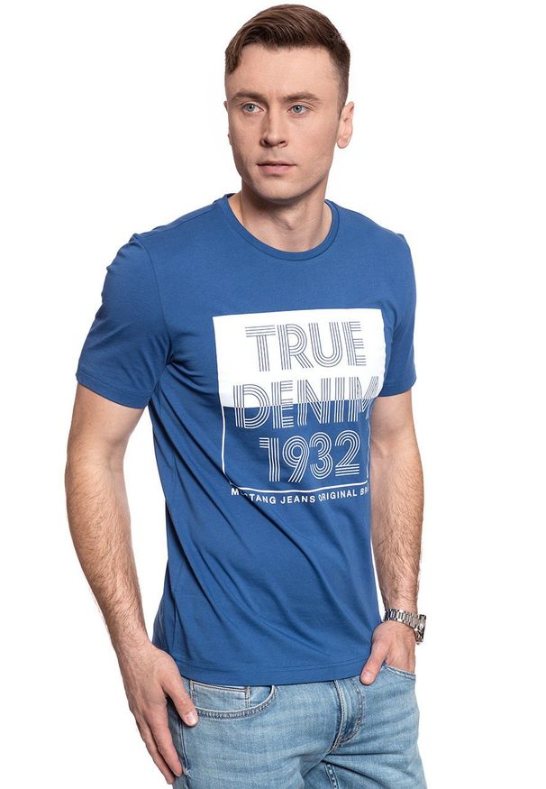 Mustang - MĘSKI T-SHIRT MUSTANG Alex C Print 1009006 5235. Wzór: nadruk