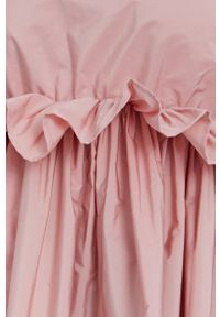 Red Valentino - Sukienka. Kolor: różowy. Materiał: tkanina. Wzór: gładki. Typ sukienki: rozkloszowane. Długość: mini #4
