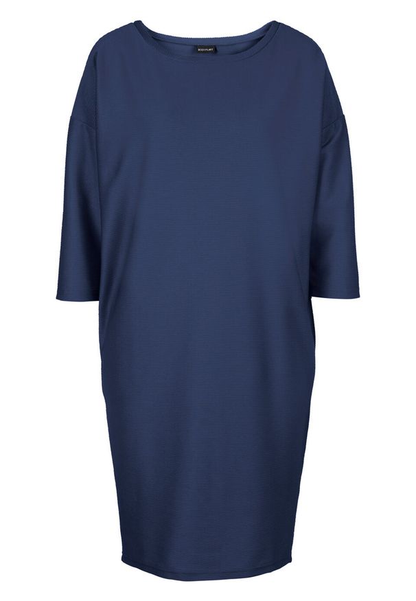 Sukienka z dżerseju, rękawy 3/4 bonprix ciemnoniebieski. Kolor: niebieski. Materiał: jersey