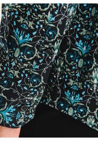 Pako Lorente - PAKO LORENTE - Czarna koszula w turkusowe kwiaty. Kolor: wielokolorowy, turkusowy, czarny. Materiał: bawełna, elastan. Długość rękawa: długi rękaw. Długość: długie. Wzór: kwiaty #8