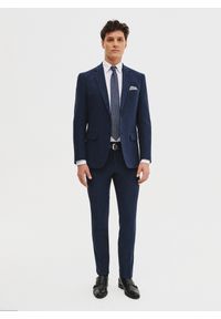 Pako Lorente - PAKO LORENTE - Granatowe spodnie ganiturowe z lnem. Kolor: niebieski. Materiał: len. Wzór: gładki. Sezon: wiosna, lato #3