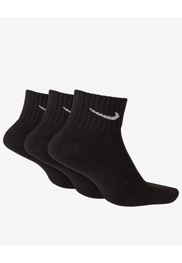 Nike 3PPK VALUE COTTON QUARTER Skarpety unisex. Kolor: czarny. Materiał: dzianina, bawełna, materiał