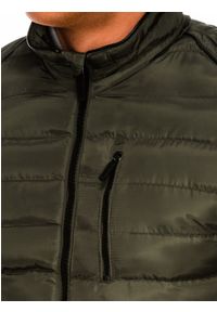 Ombre Clothing - Kurtka męska zimowa pikowana C422 - zielona - M. Typ kołnierza: kołnierzyk stójkowy. Kolor: zielony. Materiał: poliester, materiał. Sezon: zima #4
