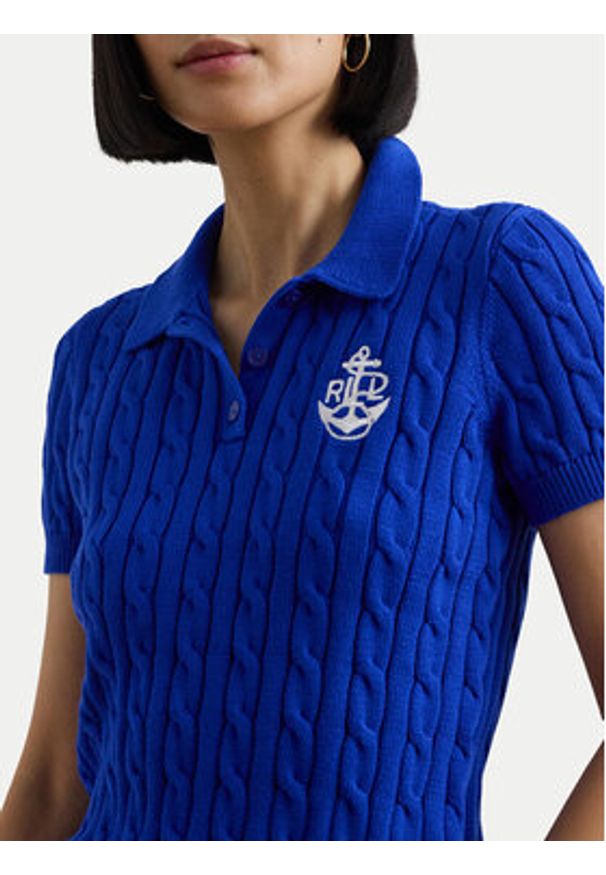 Lauren Ralph Lauren - LAUREN RALPH LAUREN Polo 200957581002 Niebieski Slim Fit. Typ kołnierza: polo. Kolor: niebieski. Materiał: bawełna