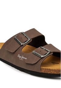 Pepe Jeans Klapki Bio M Double Chicago PMS90110 Brązowy. Kolor: brązowy. Materiał: skóra #4