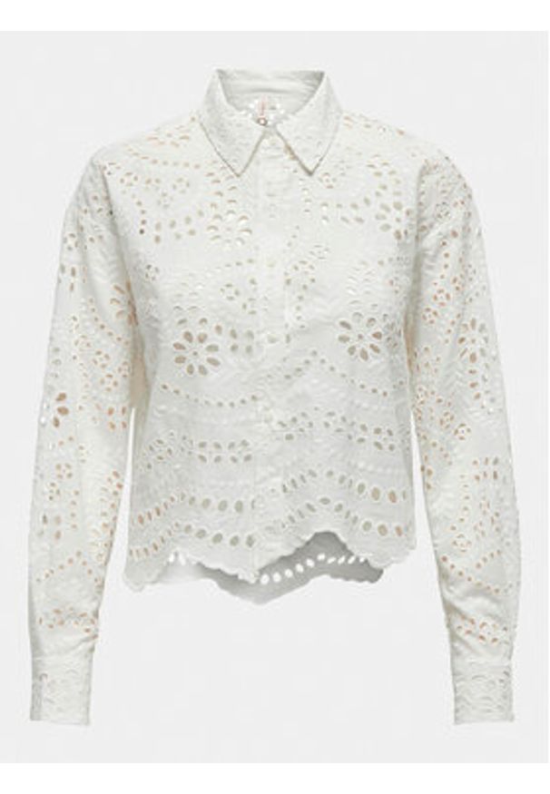 only - ONLY Koszula Bobby 15314566 Biały Cropped Fit. Kolor: biały. Materiał: bawełna